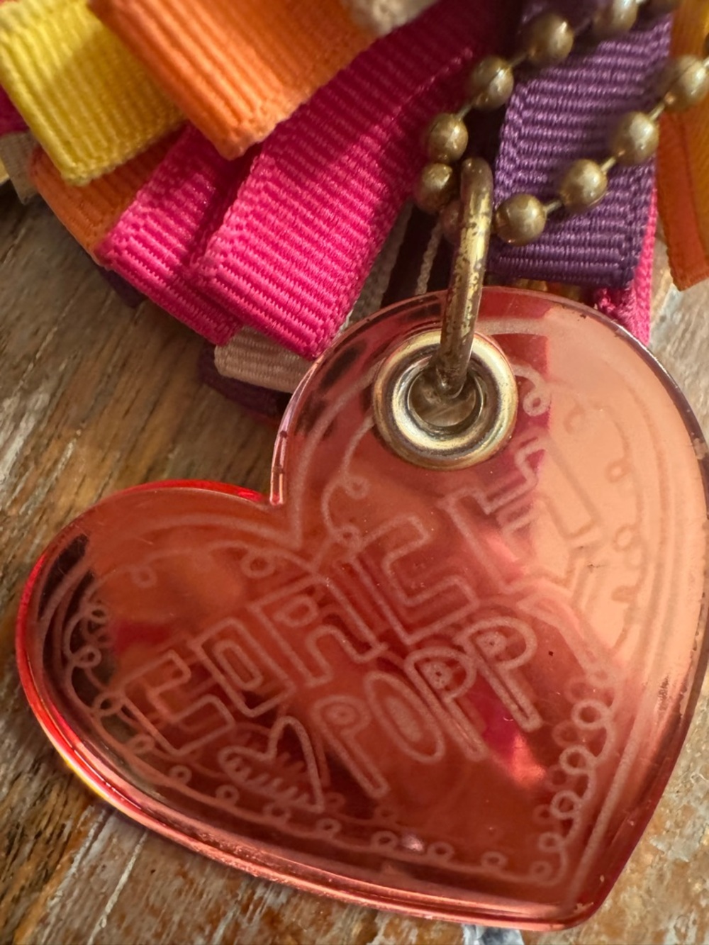 Coach Gold Heart Charm with Multicolor Ribbon Tassels